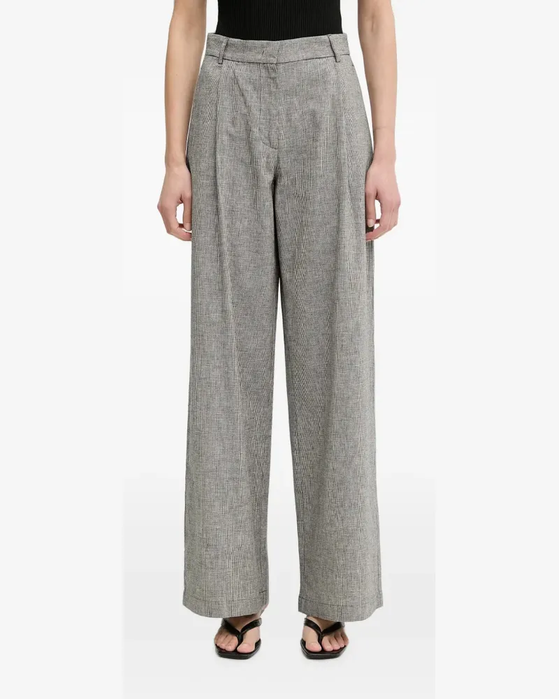 Sessùn Provencot Wide-Leg-Hose mit Hahnentrittmuster - Weiß Weiß