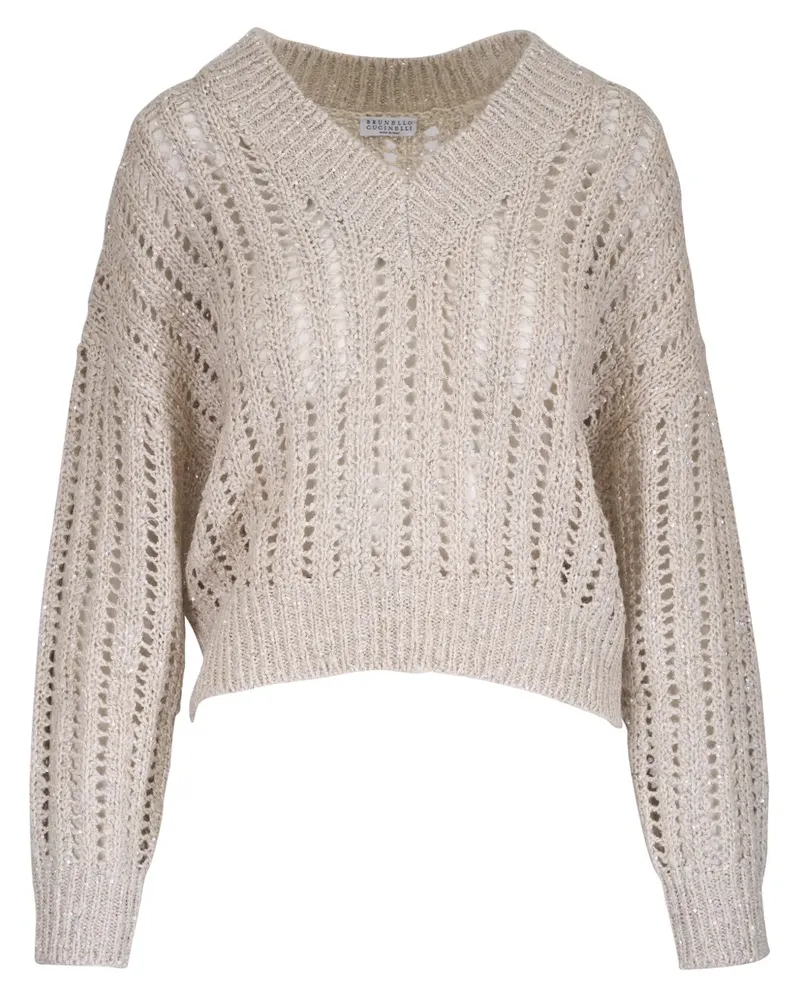 Brunello Cucinelli Pullover mit Lochstrickmuster - Nude Nude