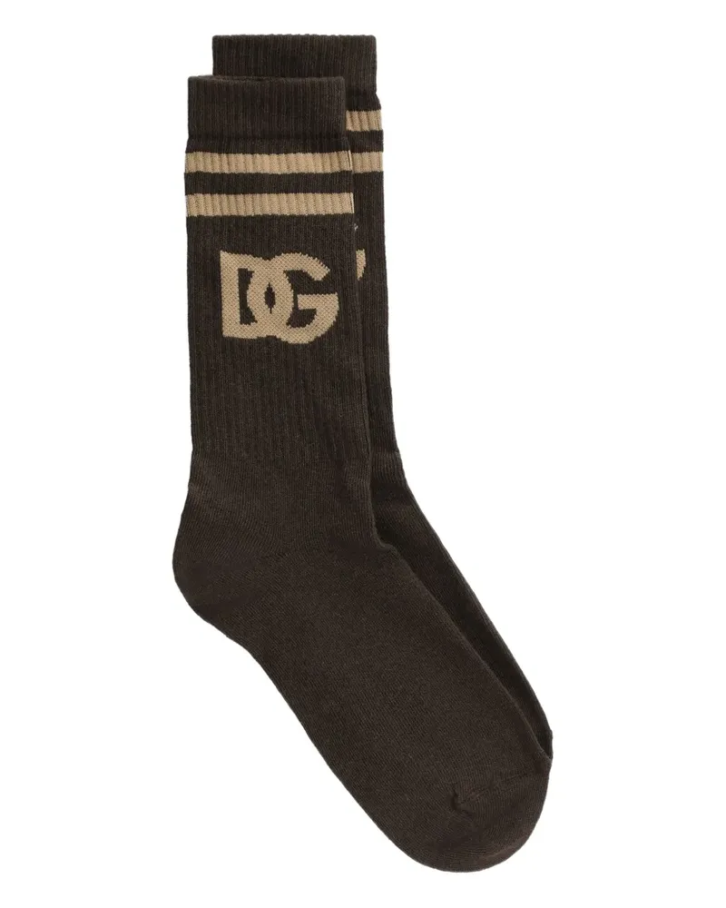 Dolce & Gabbana Socken mit Intarsien-Logo - Braun Braun