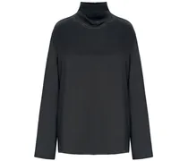 Chiffonbluse mit Stehkragen - Schwarz