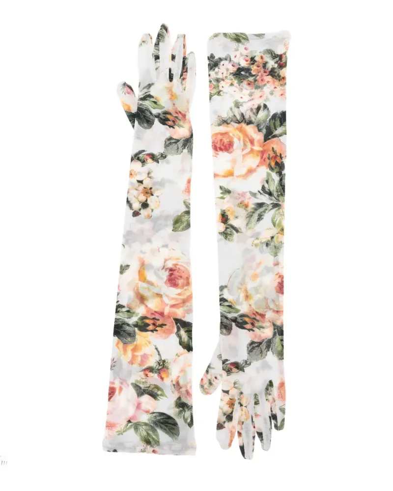 Magda Butrym Handschuhe mit Blumen-Print - Nude Nude