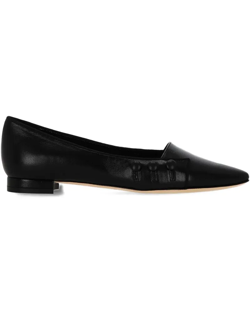Manolo Blahnik pointed-toe button-detail ballet flats - Schwarz Schwarz