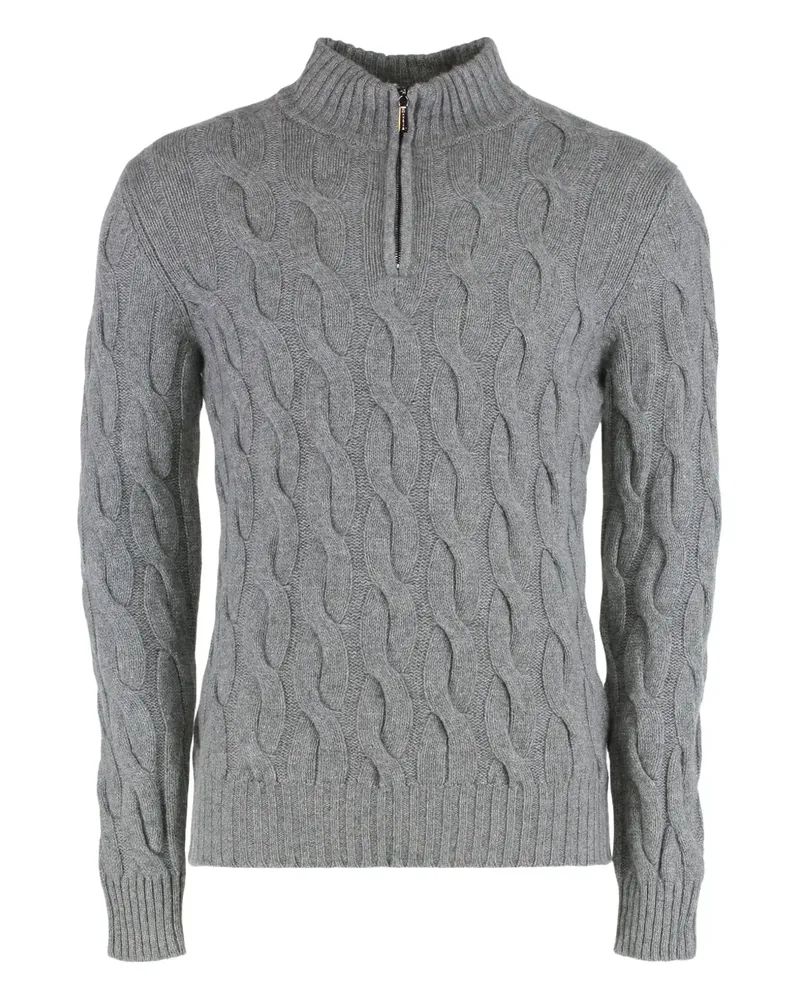 MOORER Fedro-CWS cable-knit zip sweater - Grau Grau