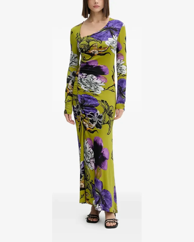 Desigual floral gathered maxi dress - Grün Grün