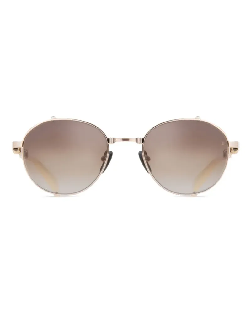 Balmain Sonnenbrille mit rundem Gestell - Nude Nude
