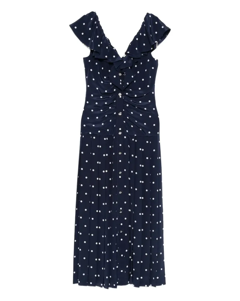 Alessandra Rich ruffled polka dot midi dress - Blau Blau