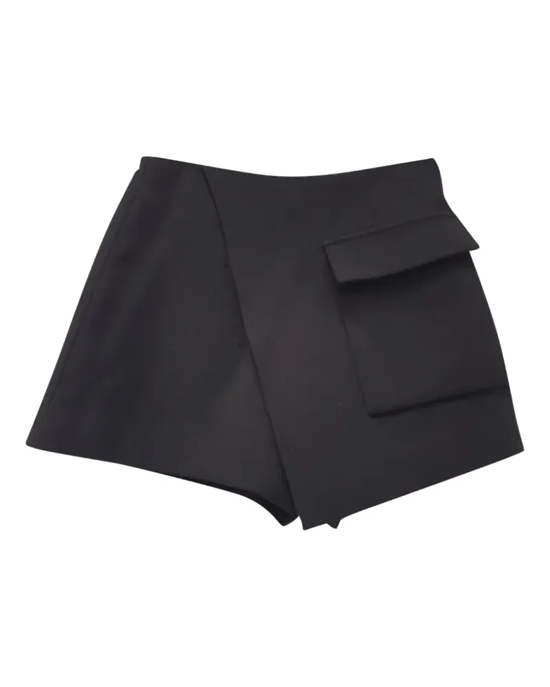 Self-Portrait 2021 flap-pocket crepe skort - Schwarz Schwarz