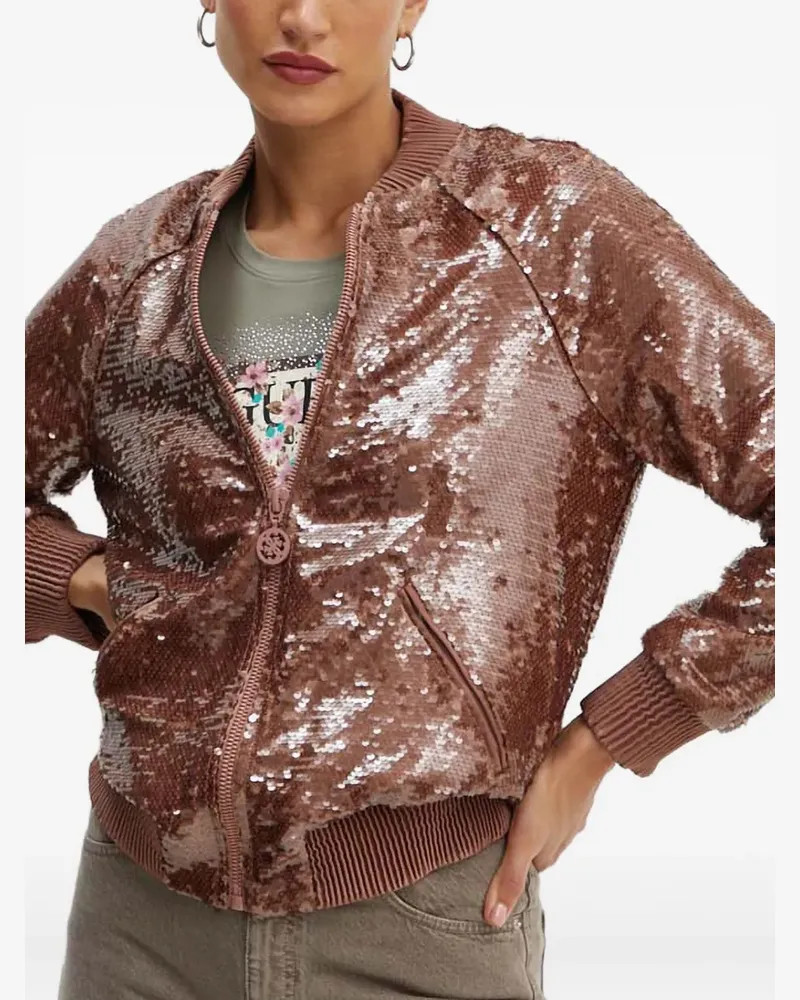 Guess Bomberjacke mit Pailletten - Rosa Rosa