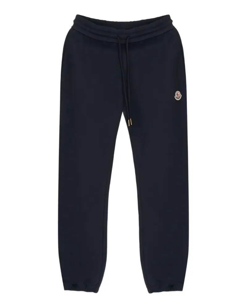 Moncler logo cotton-blend fleece sweatpants - Blau Blau