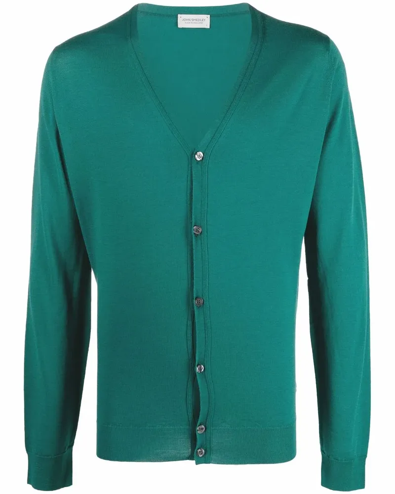 John Smedley Fein gestrickter Petworth Cardigan - Grün Grün