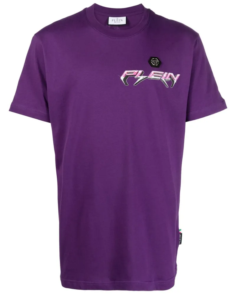 Philipp Plein Chrome T-Shirt mit Logo-Print - Violett Violett