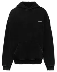 WE 11 DONE Ausgeblichener Hoodie mit Logo Schwarz