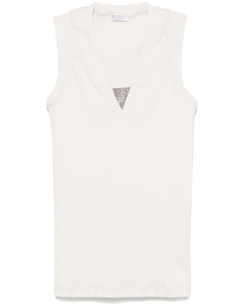 Brunello Cucinelli Oberteil mit Monili-Kettendetail - Weiß Weiß