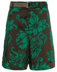 Sacai Shorts mit Blumen-Print Grün