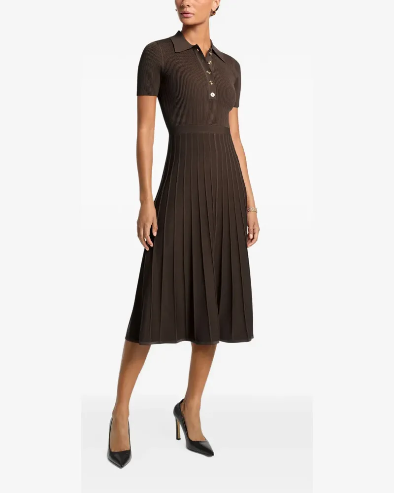 Michael Kors Geripptes Midikleid - Braun Braun