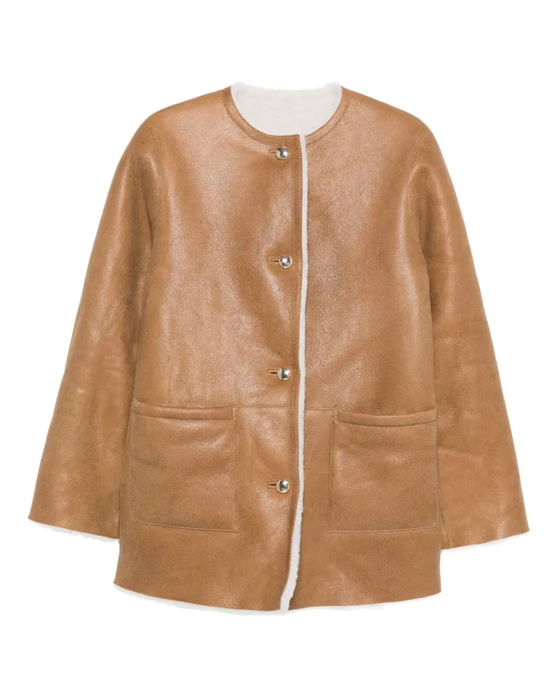 Maje Mantel mit Shearling-Besatz - Braun Braun
