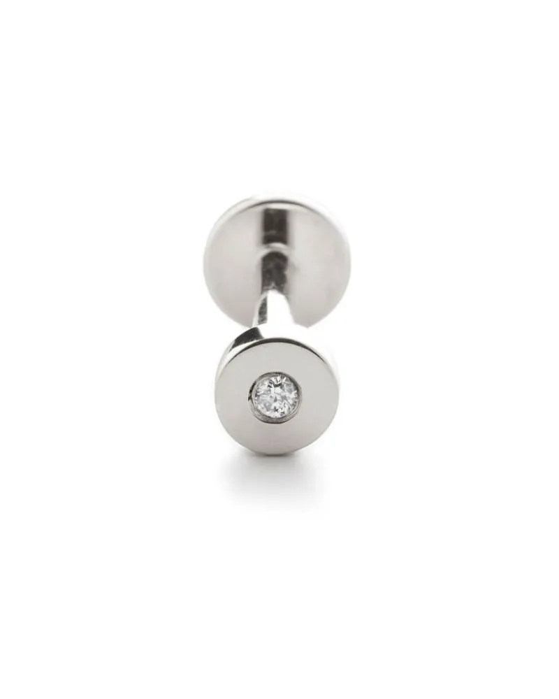 Monica Vinader 14kt Linear Weißgoldohrring mit Diamant - Silber Silber