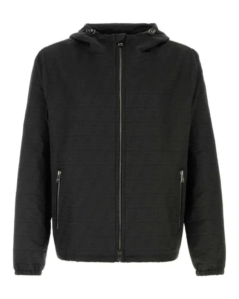 Fendi FF logo-jacquard hooded jacket - Schwarz Schwarz