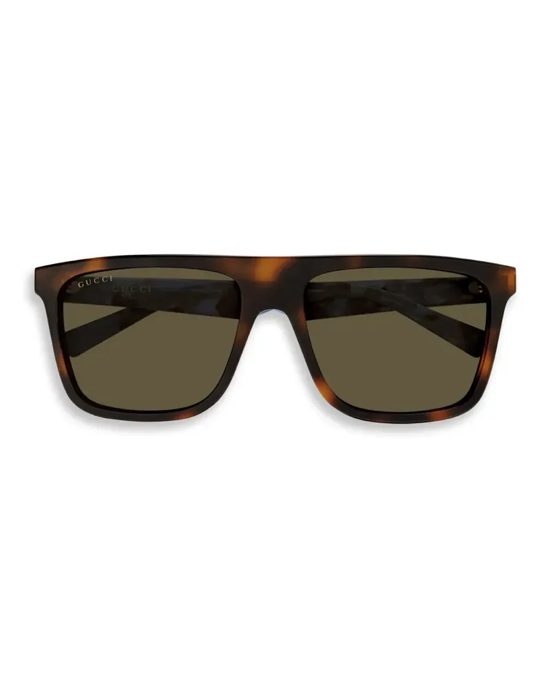 Gucci tortoiseshell-effect rectangle-frame sunglasses - Braun Braun