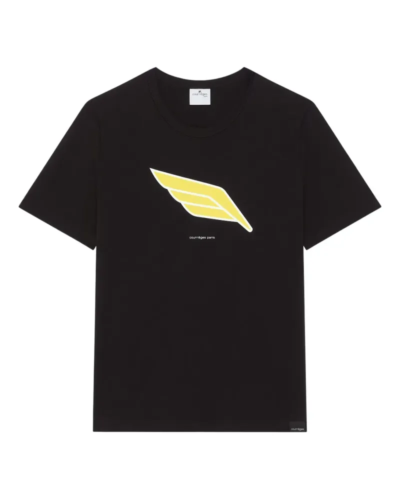Courrèges T-Shirt mit Flügel-Print - Schwarz Schwarz