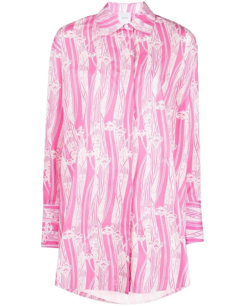 Patou Hemdkleid mit abstraktem Print - Rosa Rosa