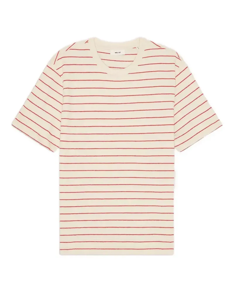 NN 07 Gestreiftes Pedro T-Shirt - Weiß Weiß