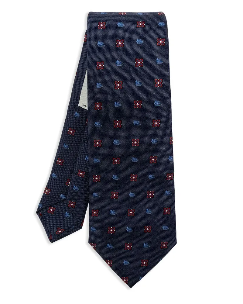 Etro Krawatte mit Pegaso-Stickerei - Blau Blau