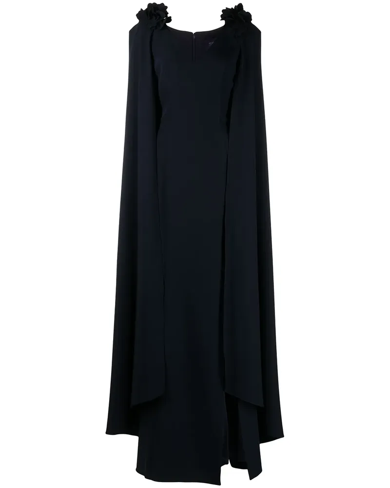 Marchesa Cape mit Blumendetail - Blau Blau
