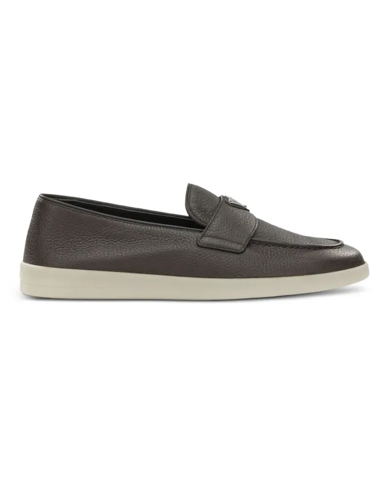 Prada logo-plaque leather loafers - Braun Braun