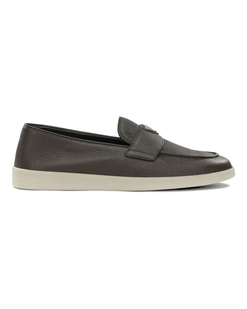 Prada logo-plaque leather loafers - Braun Braun