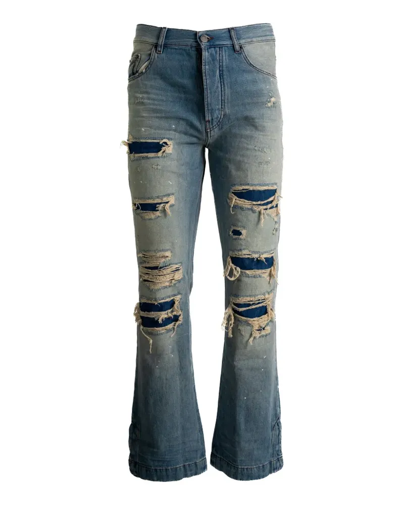 Amiri distressed paint-splatter jeans - Blau Blau