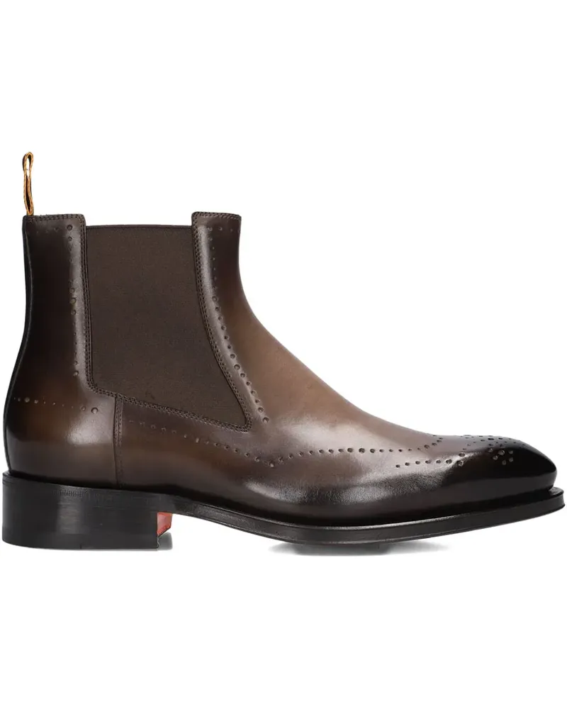 Santoni brogue-detailed Chelsea boots - Braun Braun