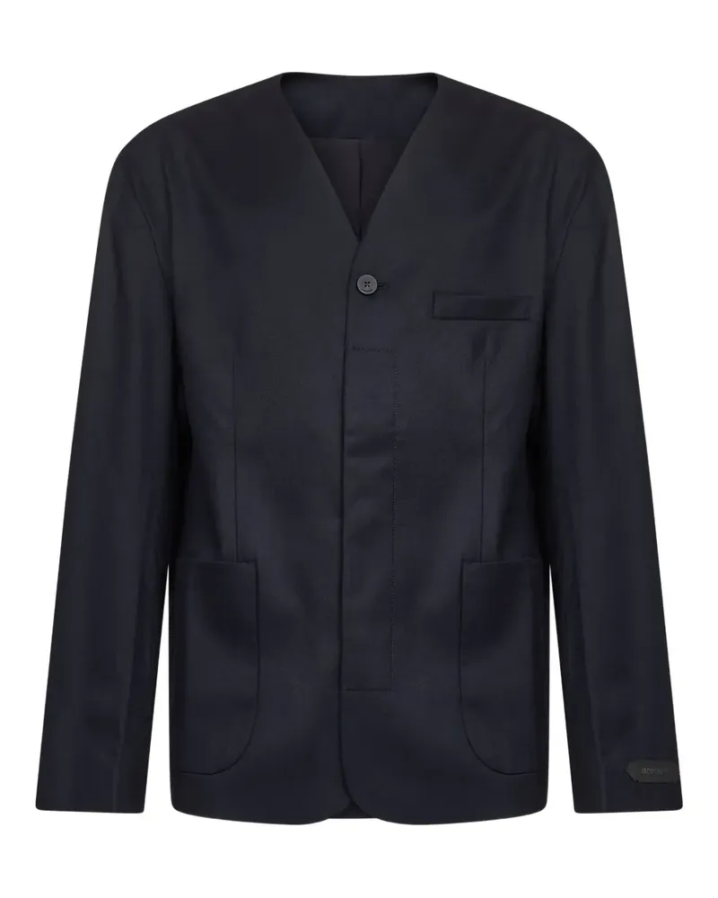 Jacquemus Kragenlose Jacke mit aufgesetzten Taschen - Blau Blau