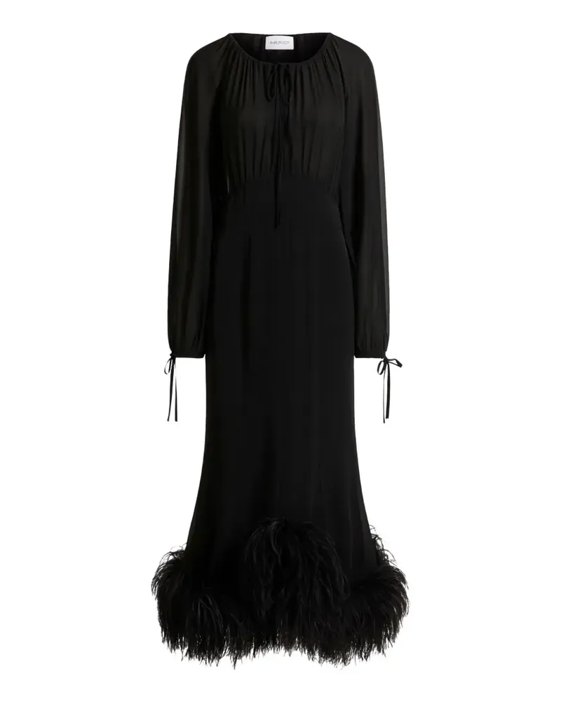 16ARLINGTON Davis feather-trim midi dress - Schwarz Schwarz