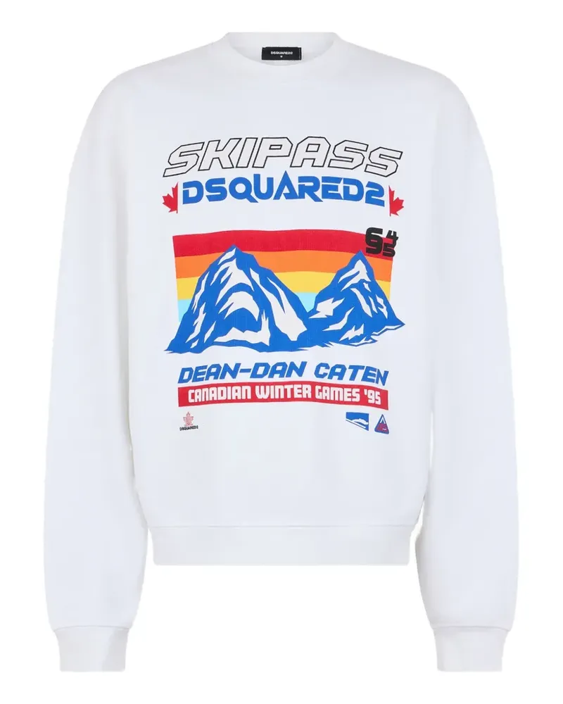 Dsquared2 Ski Pass Sweatshirt mit grafischem Print - Weiß Weiß