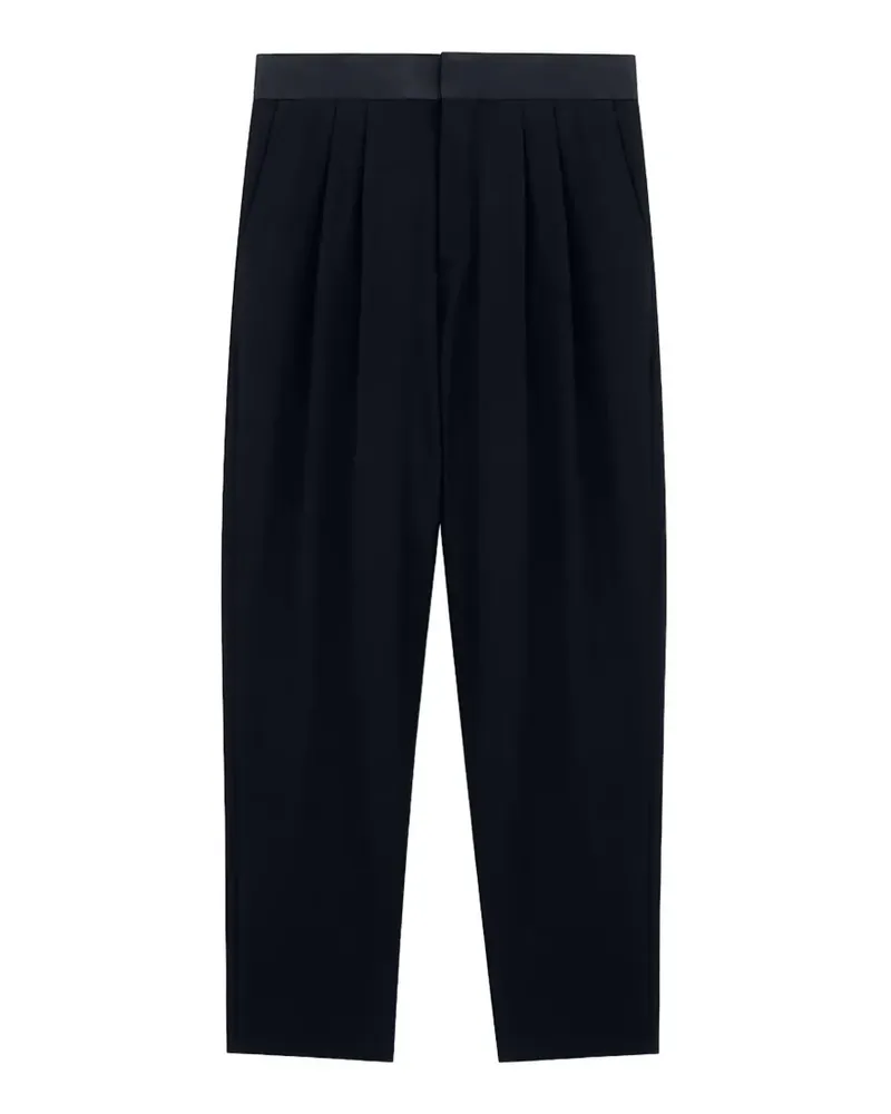 Giorgio Armani Bundfaltenhose mit Satinbesatz - Schwarz Schwarz