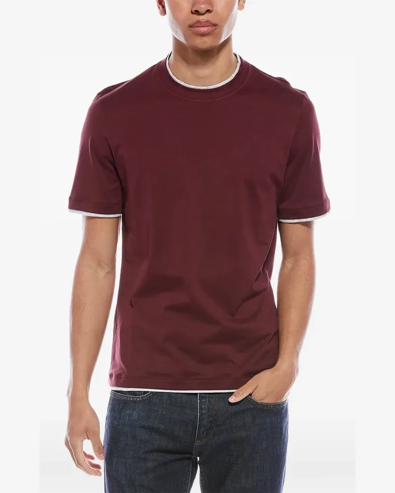 Brunello Cucinelli layered-effect cotton T-shirt - Rot Rot