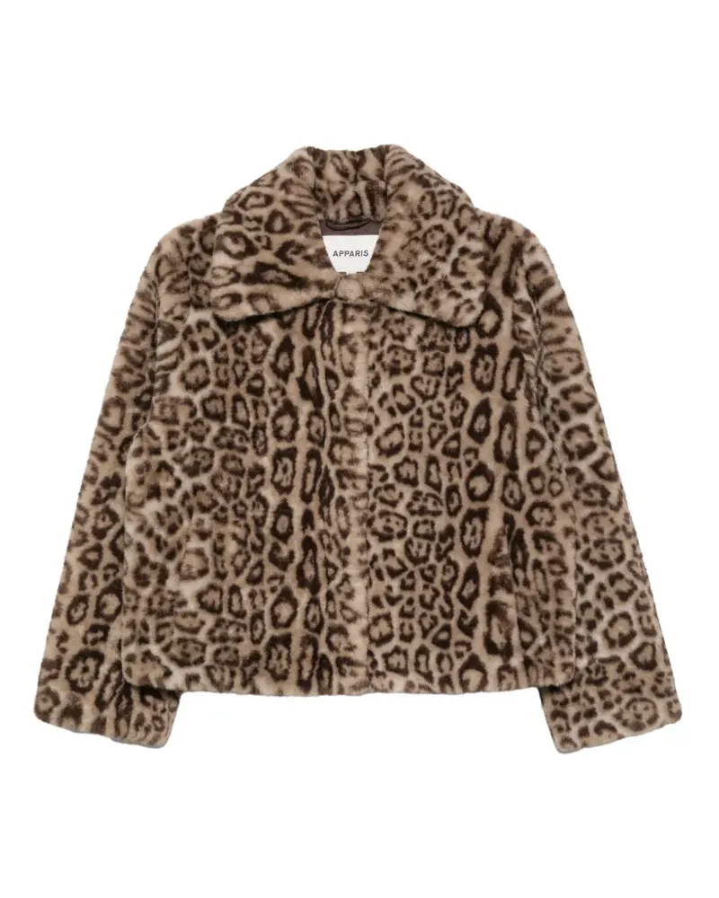 APPARIS Elis Mantel aus Faux Fur mit Leopardenprint - Nude Nude