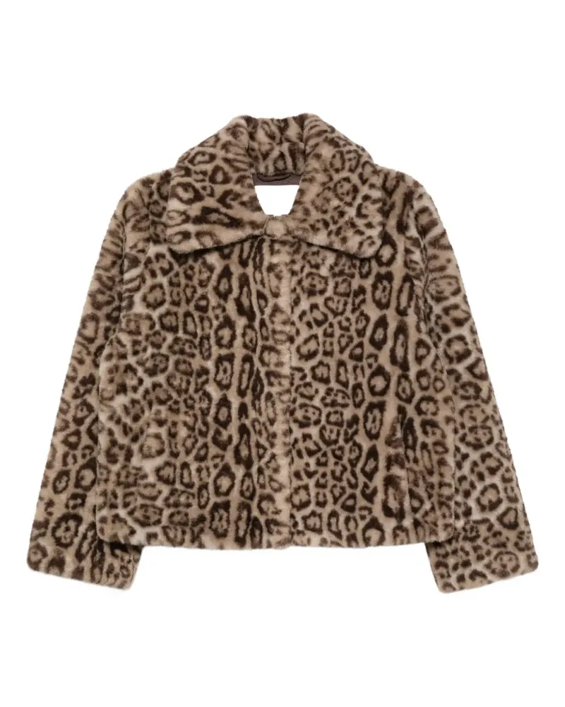 APPARIS Elis Mantel aus Faux Fur mit Leopardenprint - Nude Nude
