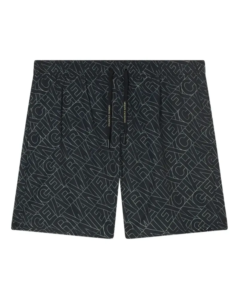 Armani Exchange Badeshorts mit Logo-Print - Schwarz Schwarz