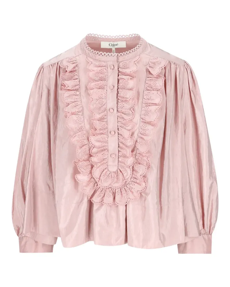 Chloé Gerüschtes Oberteil mit Stickerei - Rosa Rosa