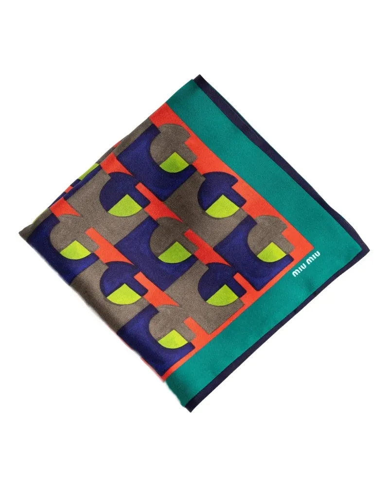 Miu Miu Seidenschal mit geometrischem Print - Blau Blau