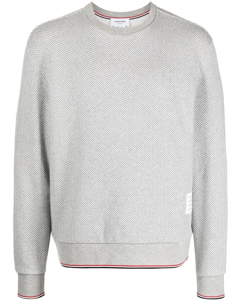 Thom Browne Pullover mit Fischgrätenmuster Grau