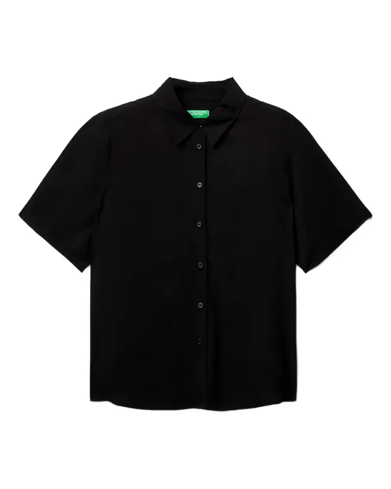 Benetton Kurzärmeliges Hemd - Schwarz Schwarz