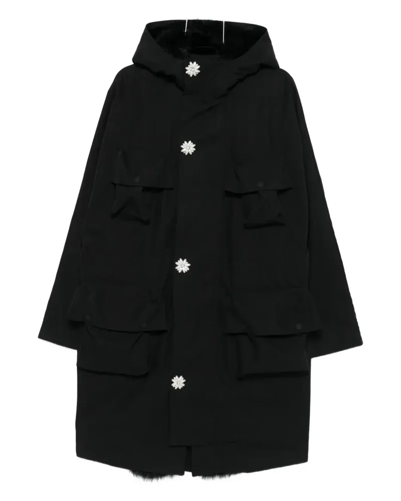 Simone Rocha hooded parka coat - Schwarz Schwarz
