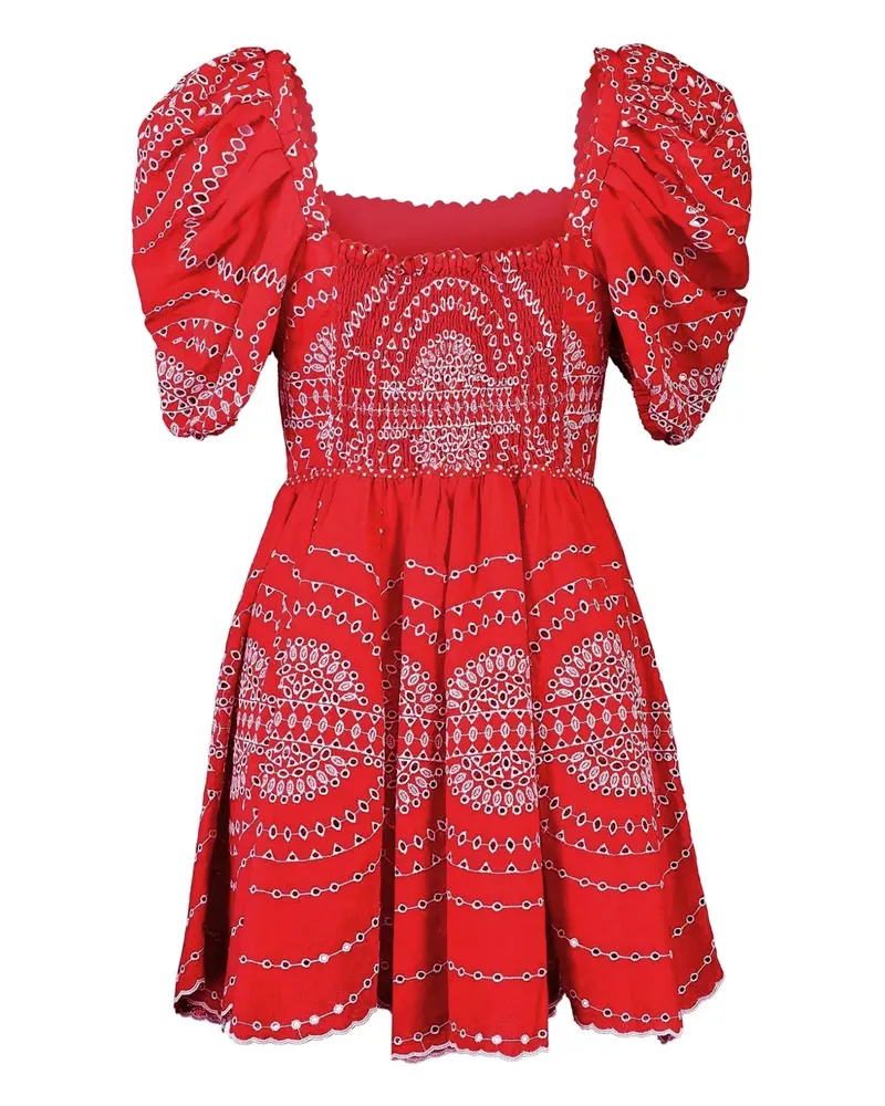 Charo Ruiz puff-sleeve embroidered dress - Rot Rot