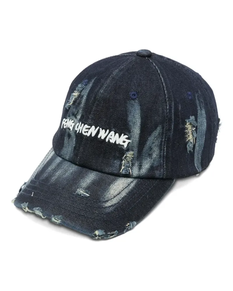 Feng Chen Wang Baseballkappe im Distressed-Look mit Batikmuster - Blau Blau