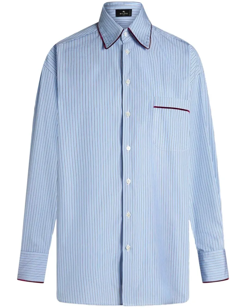 Etro Gestreiftes Hemd aus Popeline - Blau Blau