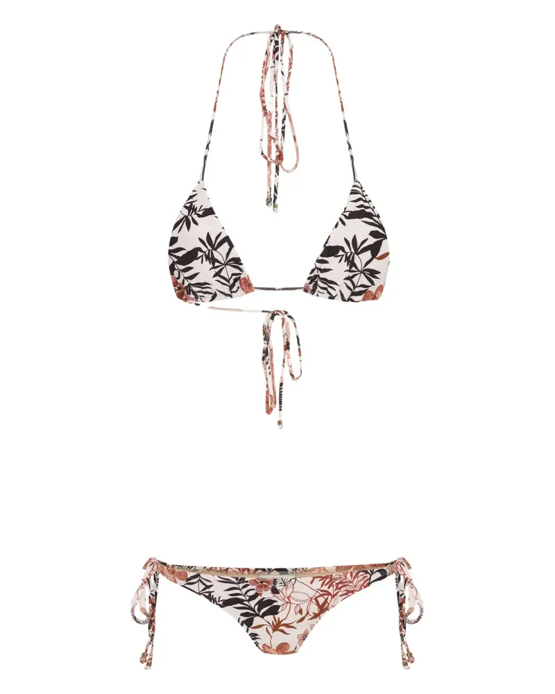 Amir Slama Bikini mit Blumen-Print - Weiß Weiß