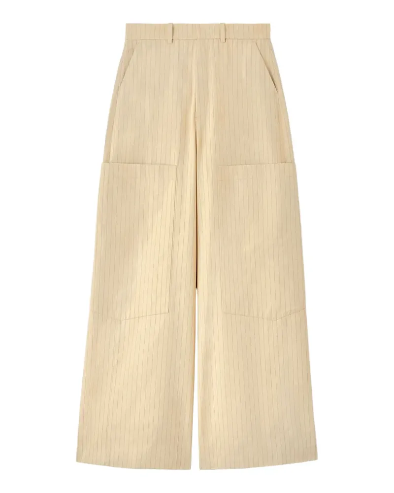 Ganni Nadelstreifen-Hose mit aufgesetzter Tasche - Nude Nude